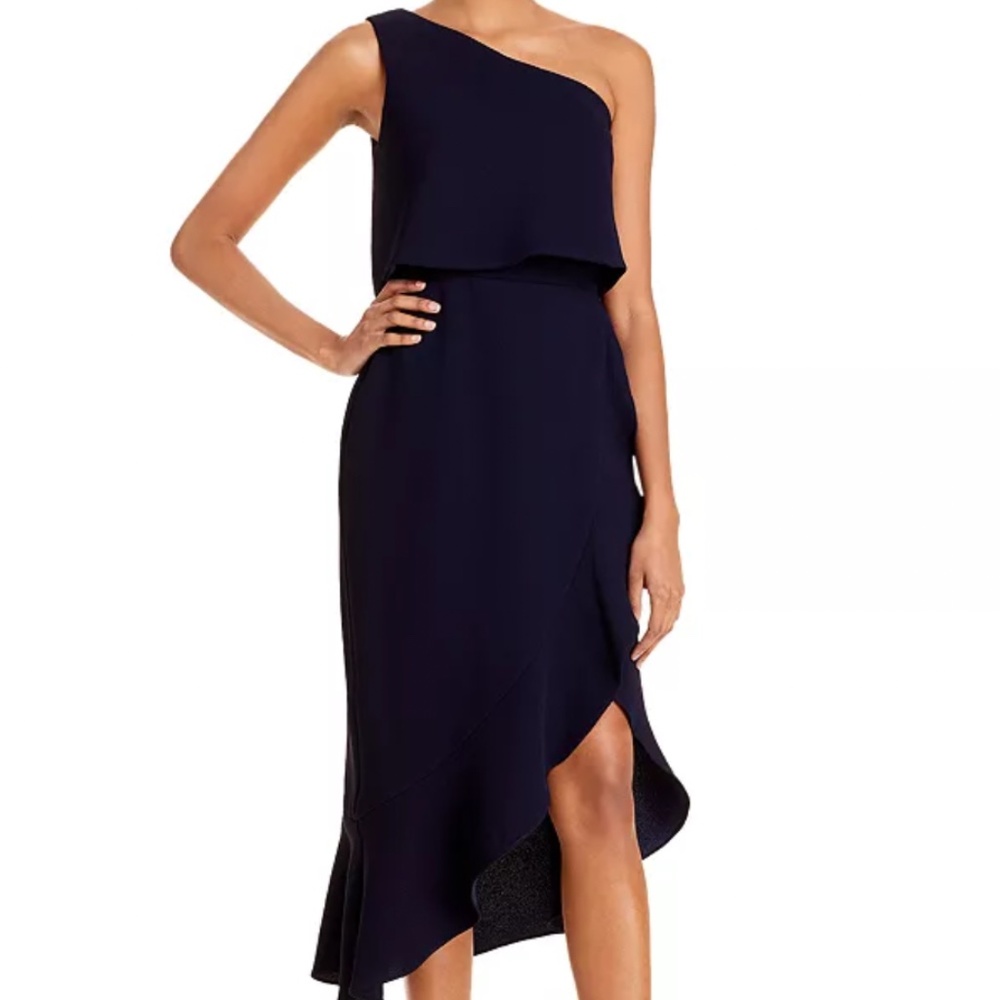 NWT Aqua Flounce Cocktail Dress | Navy